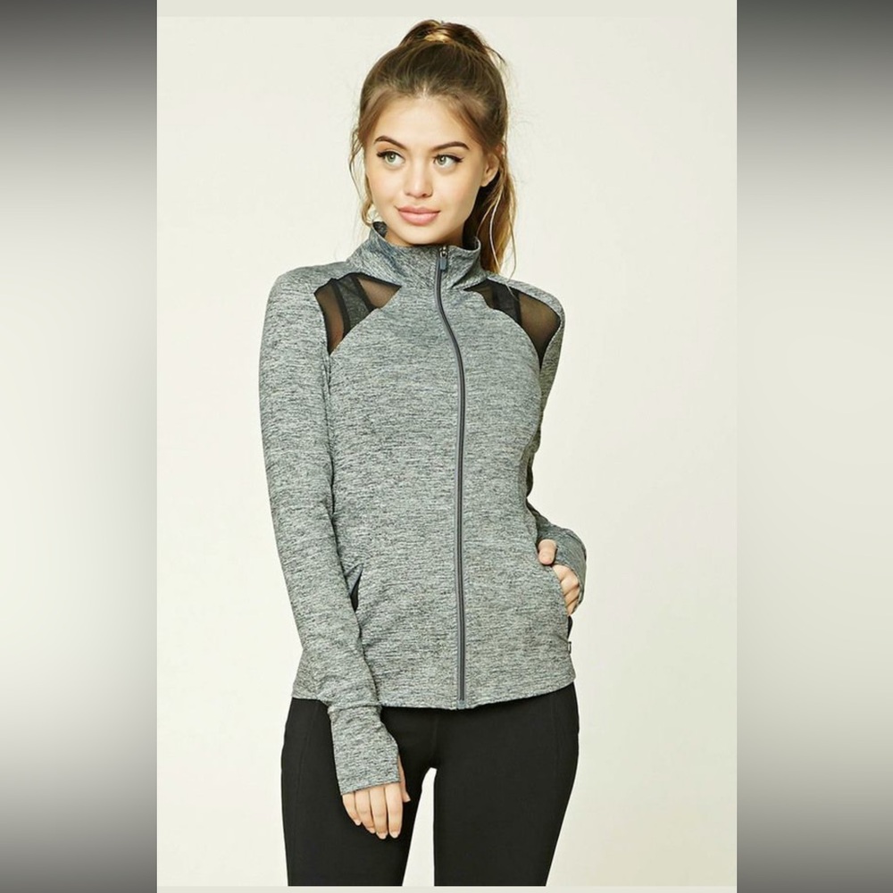 Forever 21 Gray Athletic Jacket Moisture-Wicking Lightweight